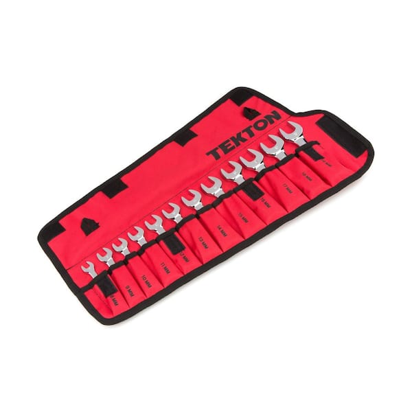 TEKTON 8 mm to 19 mm Stubby Reversible Ratcheting Combination Wrench Set Pouch (12-Piece)