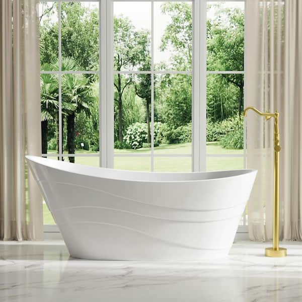 67 in. x 29.3 in. Acrylic Soaking Bathtub with White Pop-Up Drain, Groove Overflow in Glossy White