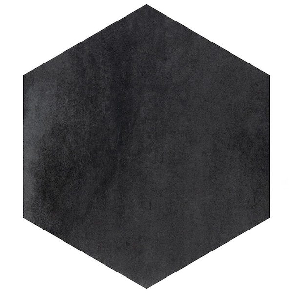 Merola Tile Industrial Hex Black 8-1/2 in. x 9-7/8 in. Porcelain Floor and Wall Take Home Tile Sample