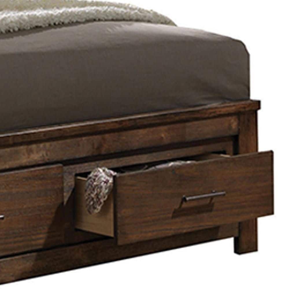 Oak King Upholstered Bed with Storage Drawers