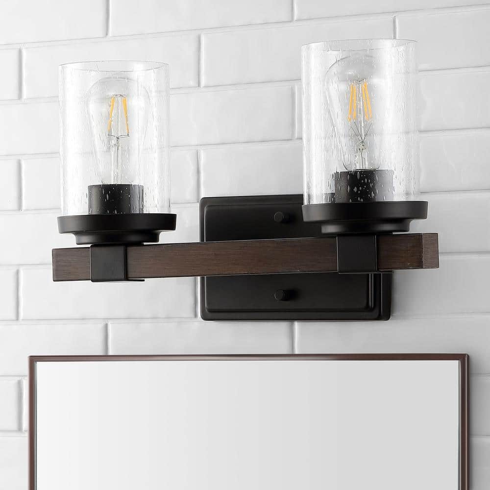 Bungalow 15" Oil-Rubbed Bronze Glass Vanity Light