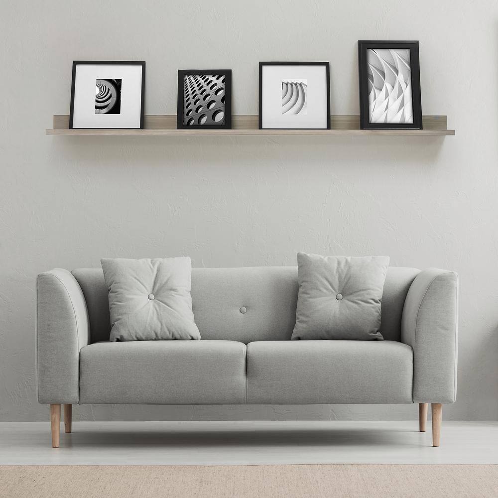 Driftwood Gray 62" MDF Wall-Mounted Gallery Shelf