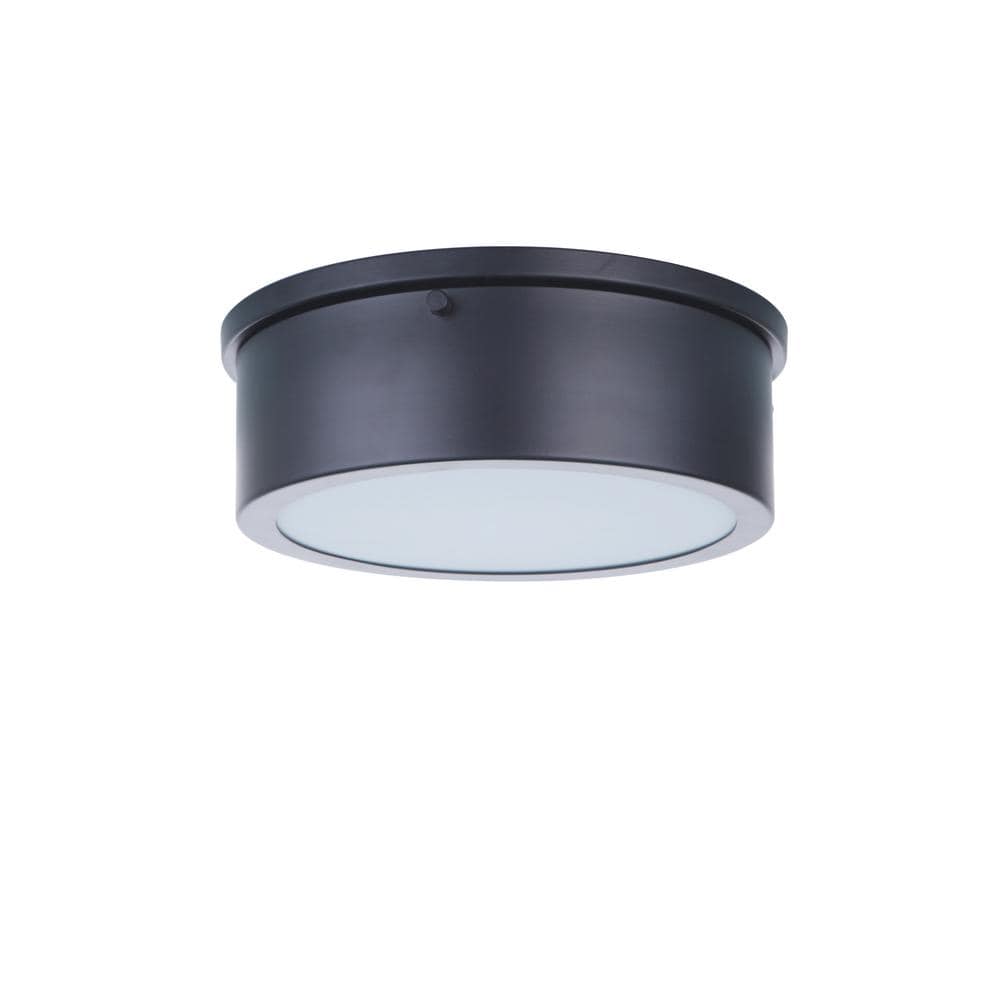 Flat Black LED Flush Mount Ceiling Light with Glass Shade