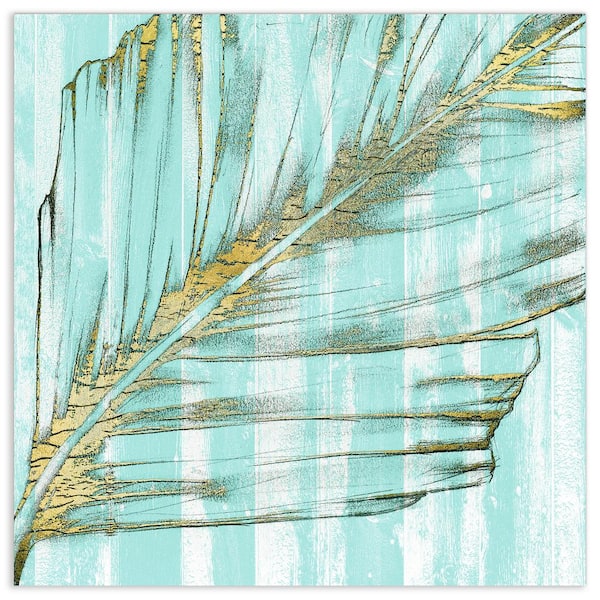 Empire Art Direct "Beach Frond in Gold I" by EAD Art Coop Frameless Free-Floating Tempered Art Glass Wall Art