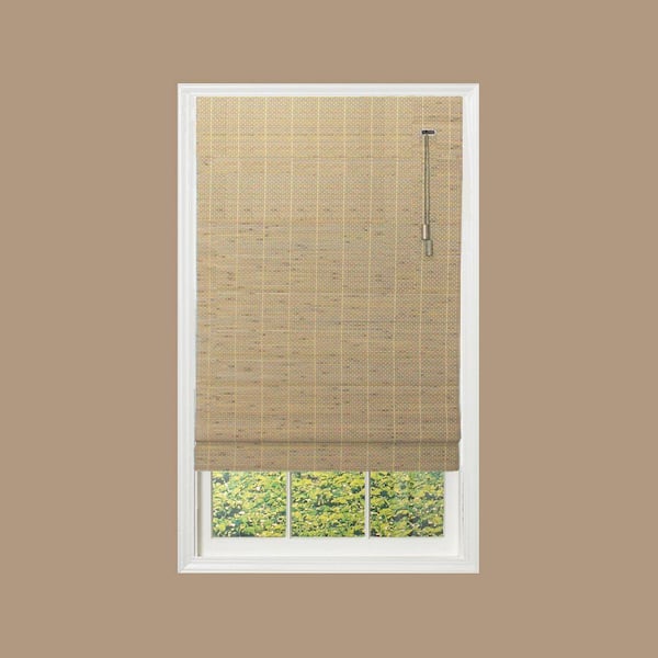 Home Decorators Collection Driftwood Beveled Reed Weave Bamboo Roman Shade - 35 in. W x 48 in. L (Actual Size 34.5 in. W x 48 in. L)