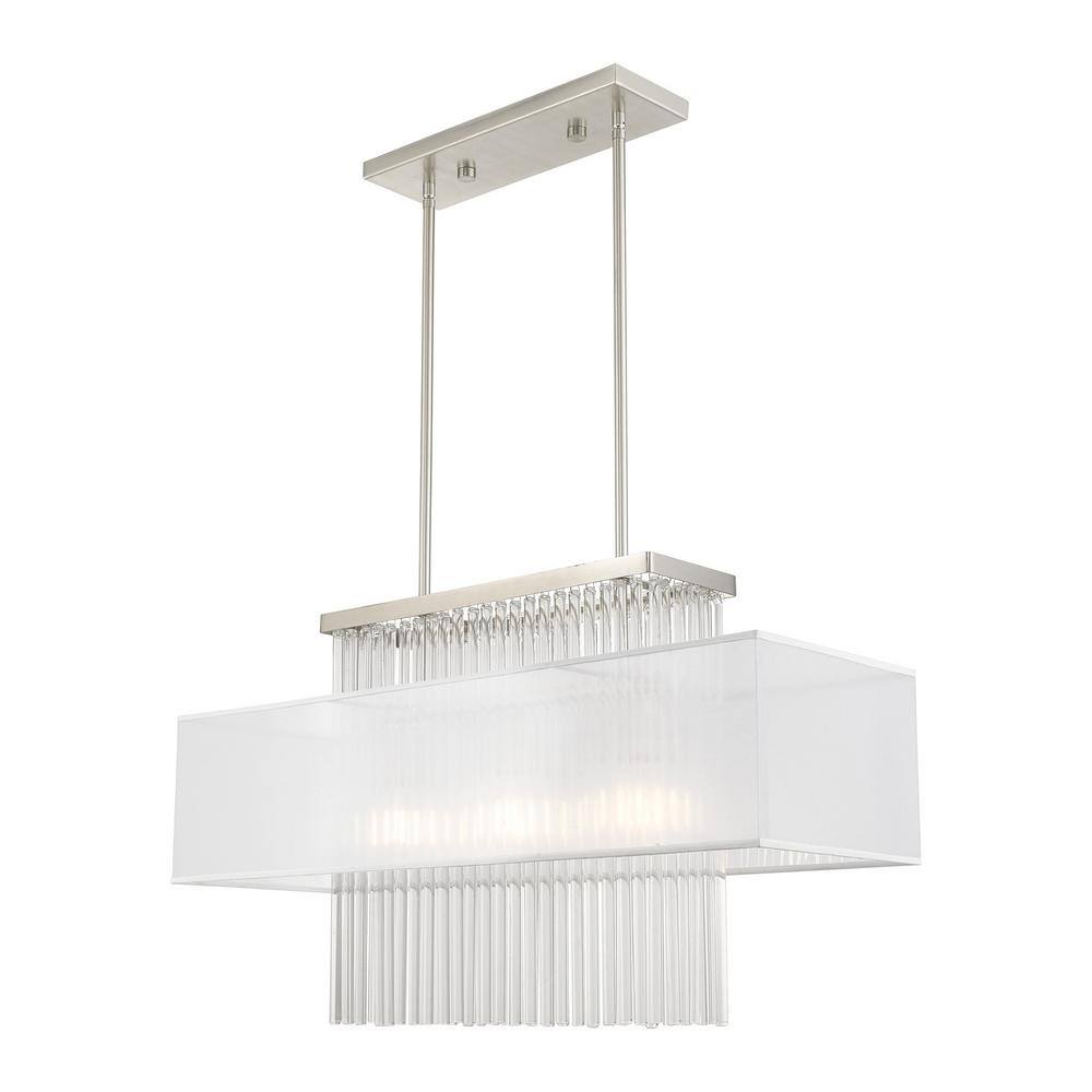 Elegant Alexis 3-Light Brushed Nickel Crystal Chandelier