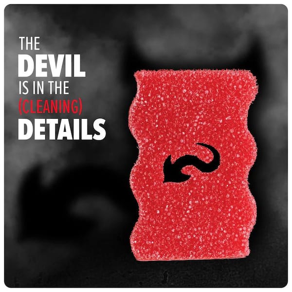 Scrub Devil Sponge, 2-Pack, Temperature Controlled, Scratch Free, Dishwasher Safe, Cleaning and Kitchen Sponge, in Red
