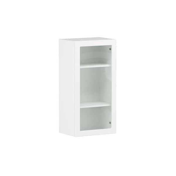 Designer Series Melvern 18 in. W x 12 in. D x 36 in. H Assembled Shaker Glass Door Wall Kitchen Cabinet in White