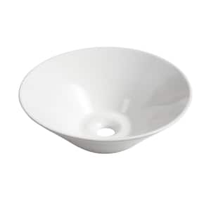 Ceramic Round Above Counter White Bathroom Sink Art Basin in White