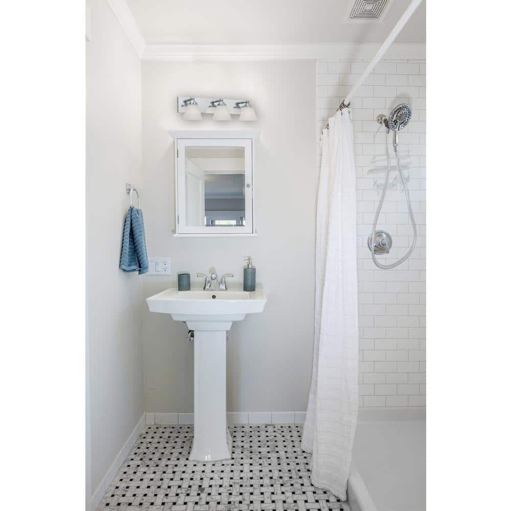 Hudson Chrome 21.75" Modern Wall Bath Bar with White Opal Glass