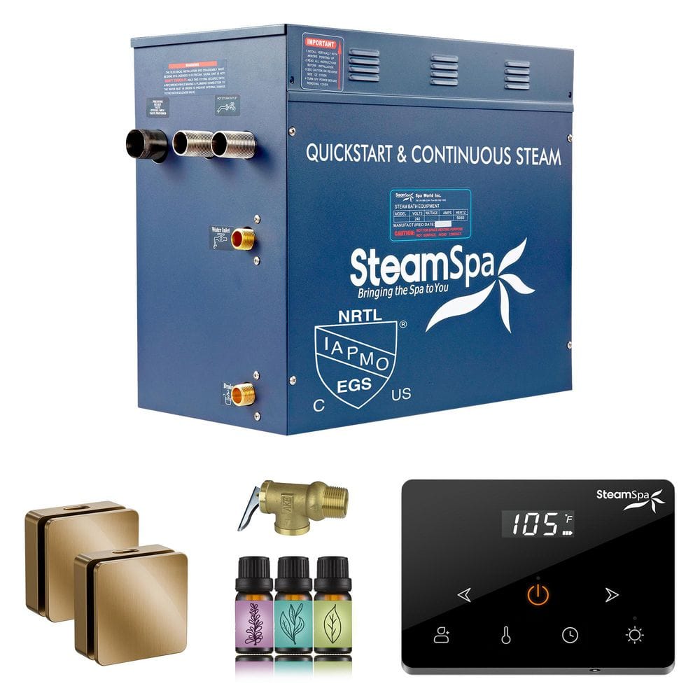 Oasis Series 10500-Watt Steam Generator with Continuous Steam Plus Fully Wireless Handheld Control in Gold