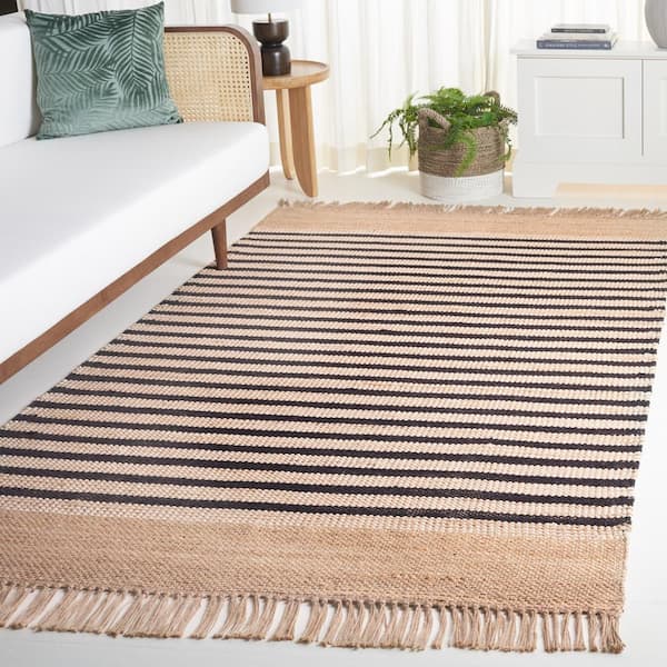 Natural Fiber 4 ft. x 6 ft. Natural/Black Striped Area Rug