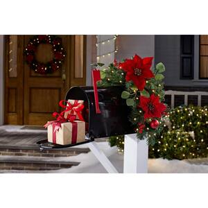32 in. Berry Bliss Battery Operated Pre-Lit Artificial Christmas Mailbox Swag