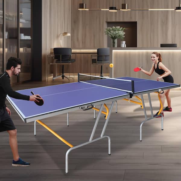 Zeus & Ruta 8 ft. Mid-Size Foldable Table Tennis Table Ping Pong