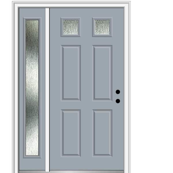 MMI Door 50 in. x 80 in. Left-Hand/Inswing Rain Glass Storm Cloud Fiberglass Prehung Front Door on 4-9/16 in. Frame