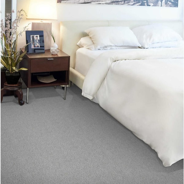 Feather Feather Gray 12 ft. 54 oz. Wool Texture Carpet - Installation Required
