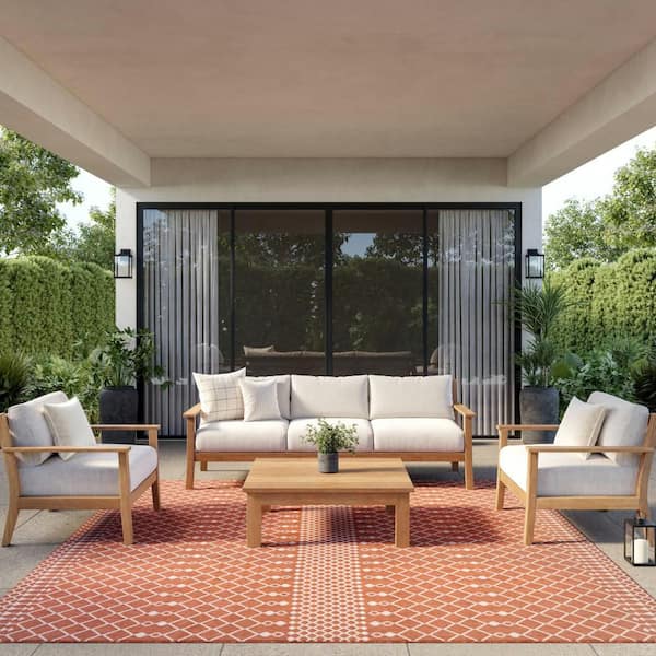 Positano Terracotta 12 ft. x 12 ft. Moroccan Contemporary Square Area Rug