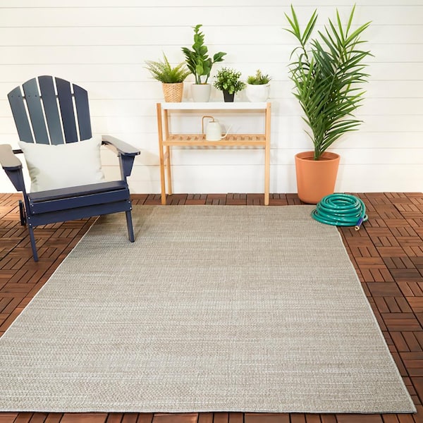 Woven Rope Cream 9 ft. x 12 ft. Indoor/Outdoor Patio Area Rug
