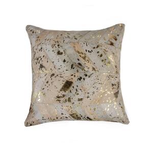 Torino Chevron Cowhide & Gold Animal Print 18 in. x 18 in. Throw Pillow