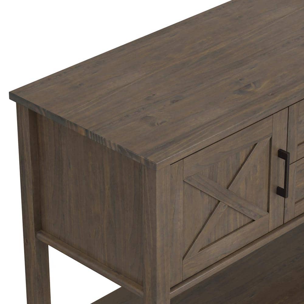 Ela 48'' Smoky Brown Solid Wood Console Table with Storage