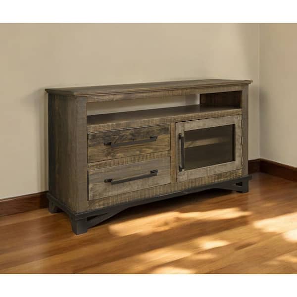 HomeRoots Brown TV Stand Fits TV's up to 50 in. with Shelves, Cabinet, Storage
