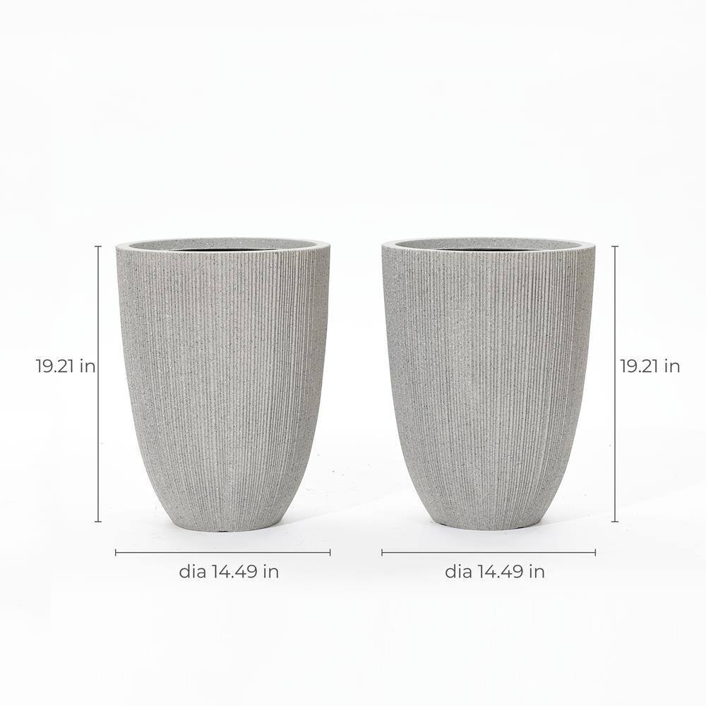 LuxenHome 2-Piece Tall Tapered Round Plastic Planters Set, Mediterranean Beige Off-White