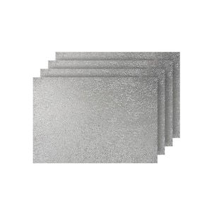 Lacey Silver Metallic Scribble Design Rectangle Placemats (Set of 4)