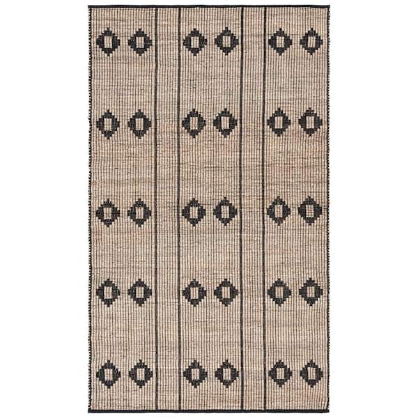 SAFAVIEH Natural Fiber Beige/Black 5 ft. x 8 ft. Diamond Striped Area Rug