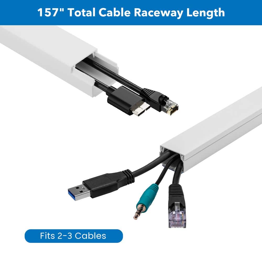 White PVC Wall Cable Concealer Kit with Connectors