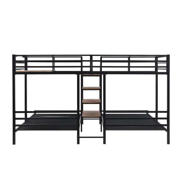 Harper & Bright Designs Black Twin over Twin Metal Triple Bunk Bed with