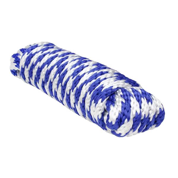 Blue/White Double Braid Poly 3/8 x 50' Marine UTILITY ROPE Boat Dock Line  Cord