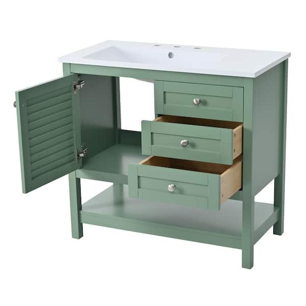 COWLOWN 36 in. D x 18 in. W x 33.85 in. H Bathroom Green Linen Cabinet