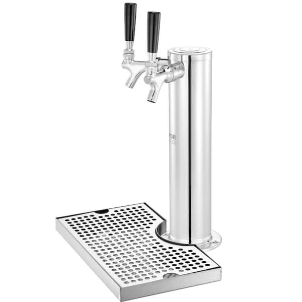SVOPES Kegerator Tower Kit, Dual Tap Beer Dispenser, Stainless Steel Beer Tower with CGA320 Regulator, Silver Color