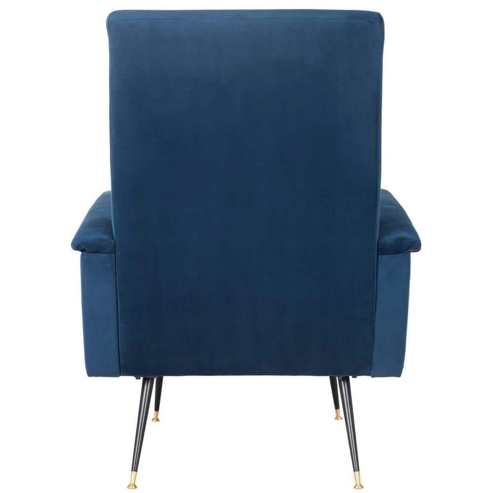 Navy Velvet Mid Century Modern Accent Chair with Gold Legs