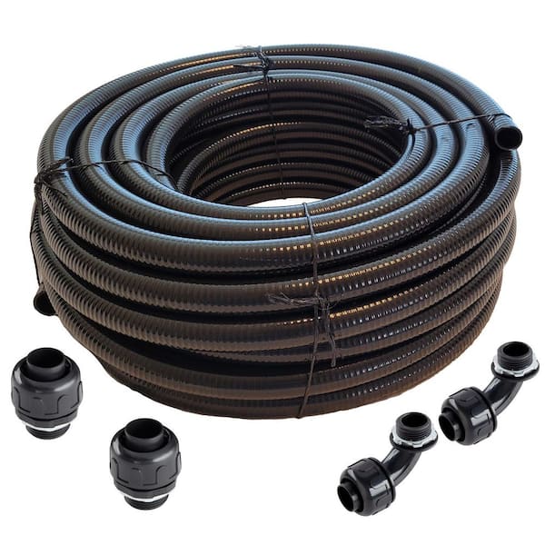 1-1/2 in. x 100 ft. Black Non Metallic Flexible Liquid Tight Electrical Conduit with Fittings