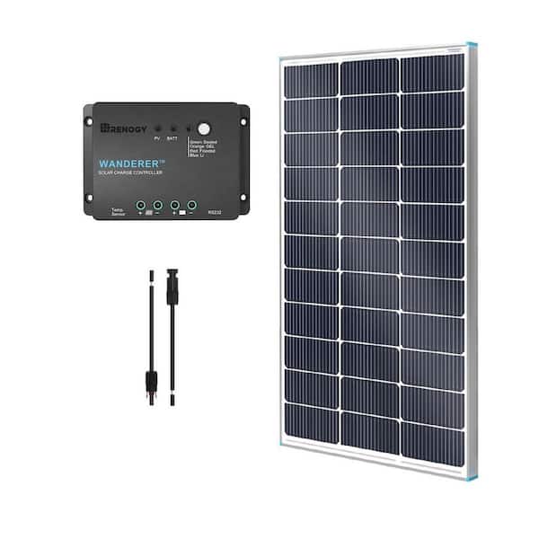 100-Watt 12V Monocrystalline Solar Panel Off-Grid Bundle Kit with 30 Amp PWM Negative Ground Controller