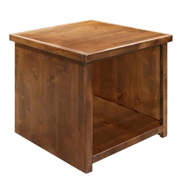 Bridgevine Home 24 in. Aged Whiskey Square Wood Top End Table