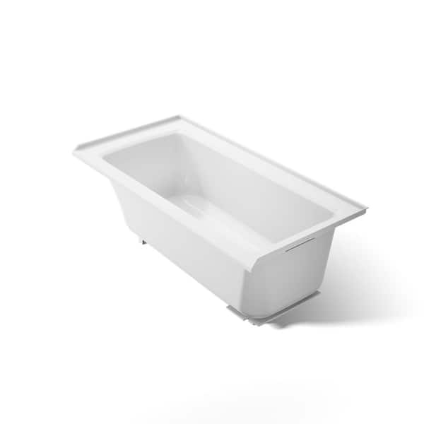 Archer 60 in. x 30 in. Soaking Bathtub with Right-Hand Drain in White, Integral Flange