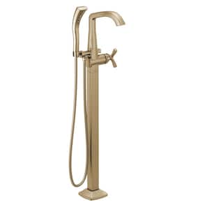 Stryke 1-Handle Freestanding Tub Filler Faucet Trim Kit with Handshower in Champagne Bronze (Valve Not Included)
