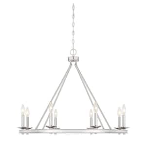33 in. W x 25 in. H 8-Light Satin Nickel Open Ring Metal Chandelier with No Bulbs Included