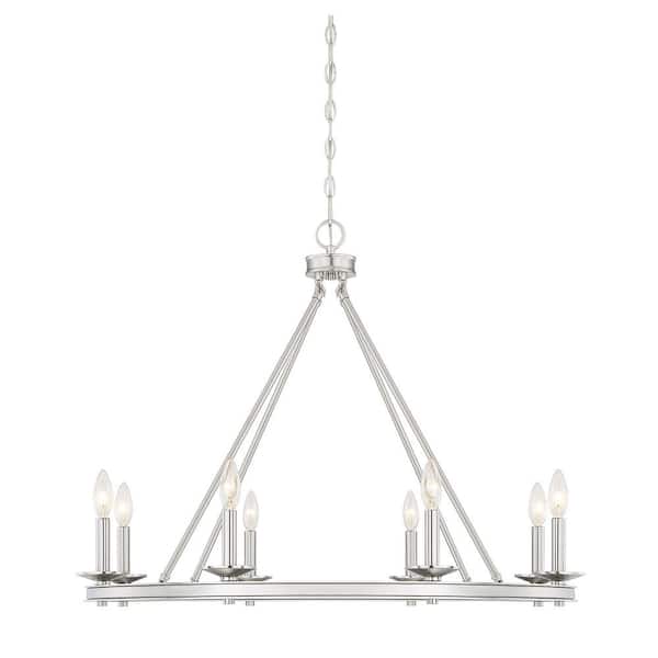 Savoy House 33 in. W x 25 in. H 8-Light Satin Nickel Open Ring Metal Chandelier with No Bulbs Included