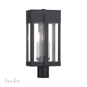 Berksford 18.5 in. 2-Light Black Cast Brass Hardwired Outdoor Rust Resistant Post Light with No Bulbs Included