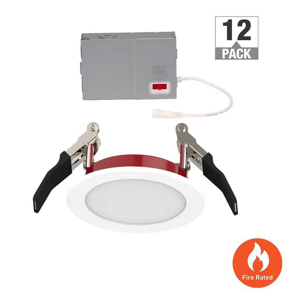 3 in. Fire Rated Canless Integrated LED Recessed Light Trim Downlight 500-Lumens Adjustable CCT Dimmable (12-Pack) price history on PriceWatchPro
