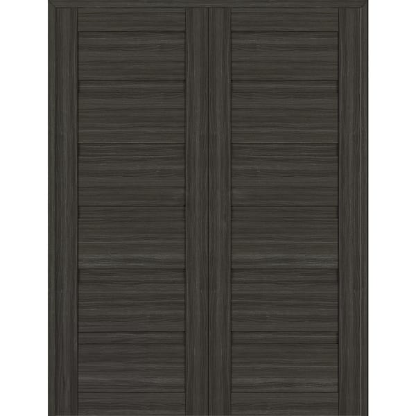 Belldinni Louver 48 in. x 83.25 in. Both Active Gray Oak Wood Composite Double Prehung Interior Door