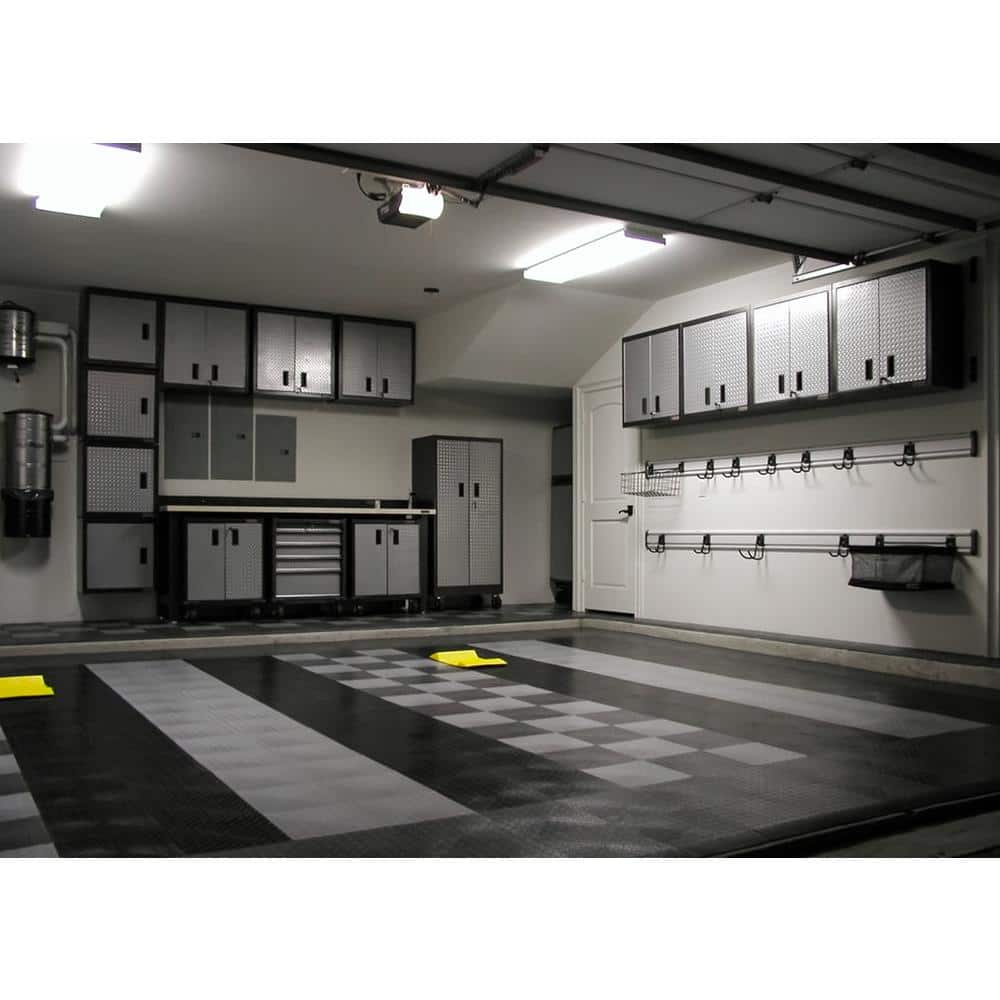 Graphite Heavy-Duty Polypropylene Diamond Tread Garage Flooring Tiles
