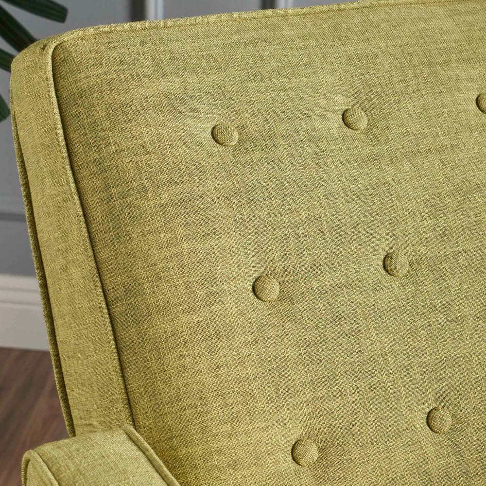 Handcrafted Beige Microfiber Wood Recliner with Tufted Back