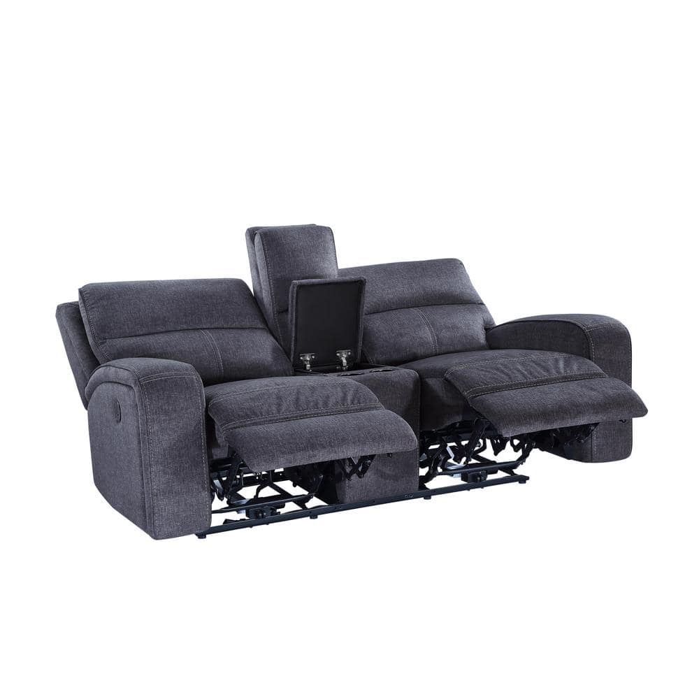 Gray Fabric Track Arm Loveseat with Wood Frame