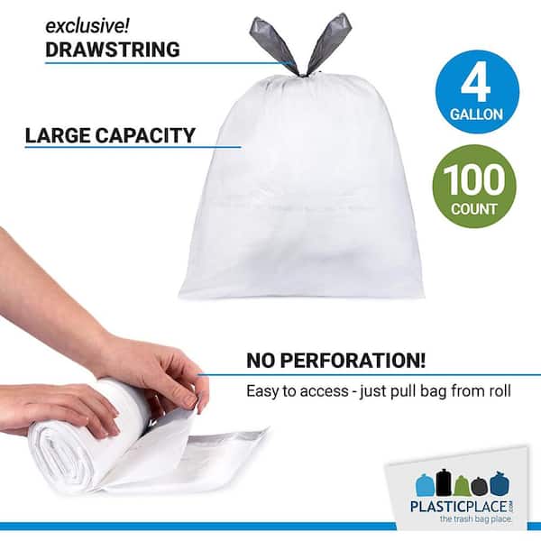 Plasticplace 6 Gallon Trash Bags, Clear (100 Count)