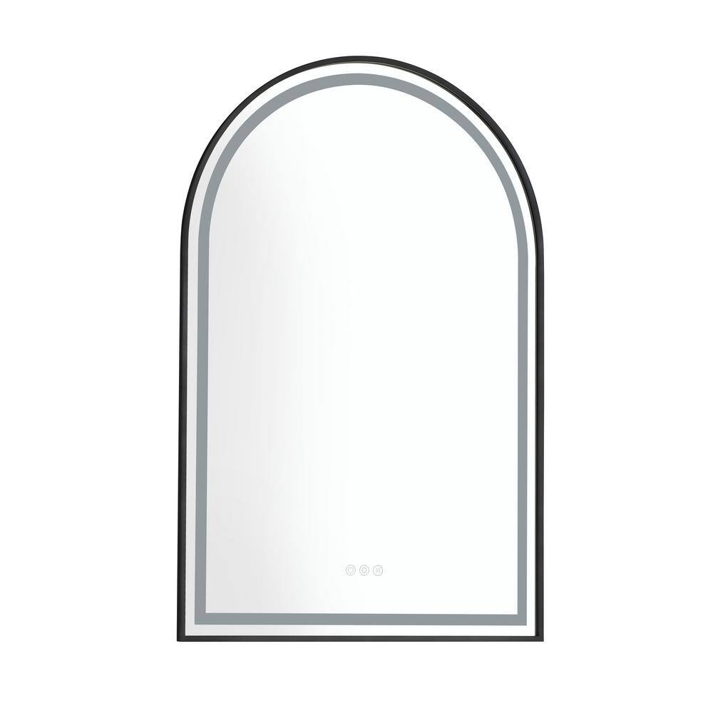 26 in. W x 39 in. H Arched Steel Framed Anti-Fog LED Lighted Dimmable Wall 