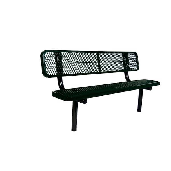 Ultra Play 6 ft. Diamond Black Commercial Park Bench with Back Surface Mount